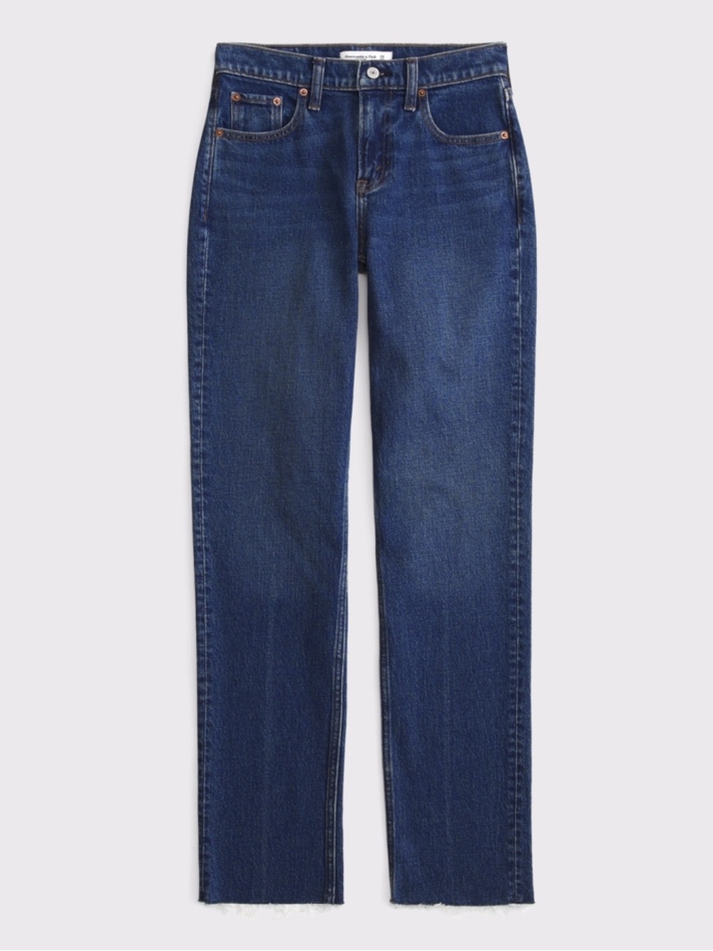 Abercrombie & Fitch ’90s Straight Mid Rise Jeans - Frayed Hem, Size 25/0R
